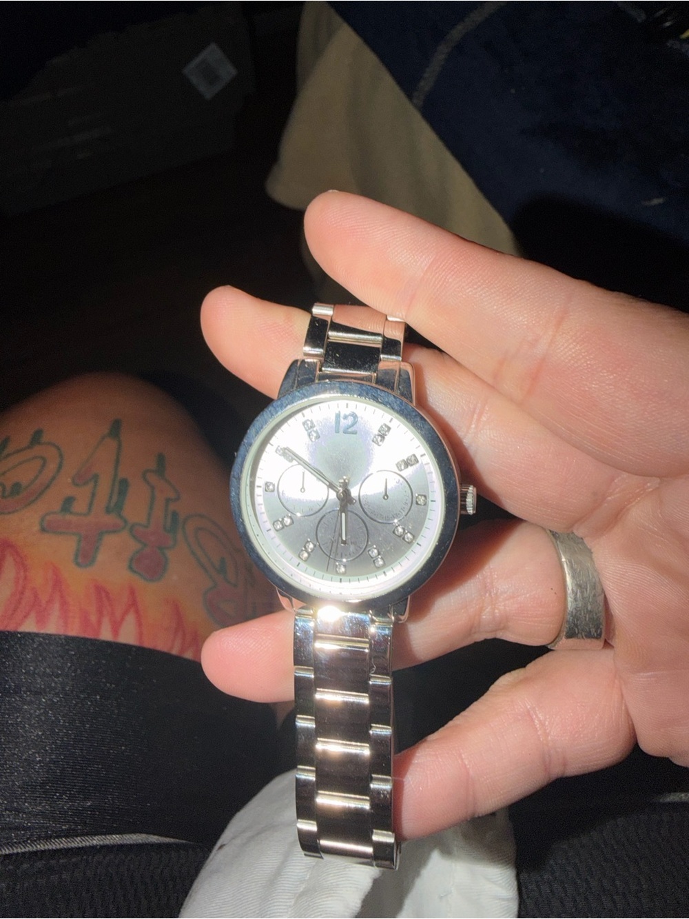 Men's Silver-Tone Stainless Steel Chronograph Watch